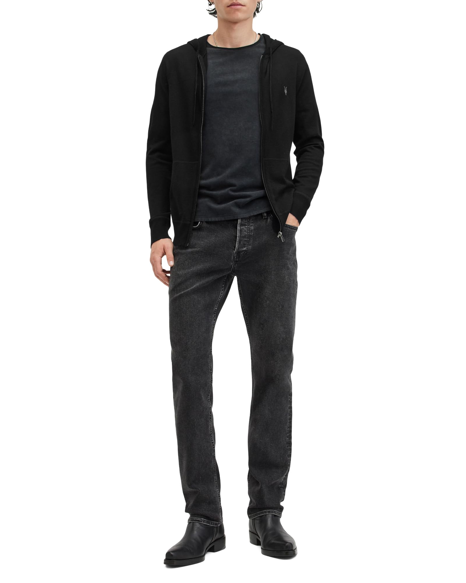 Allsaints Mode Merino Zip Hoody Felpa con Cappuccio Uomo