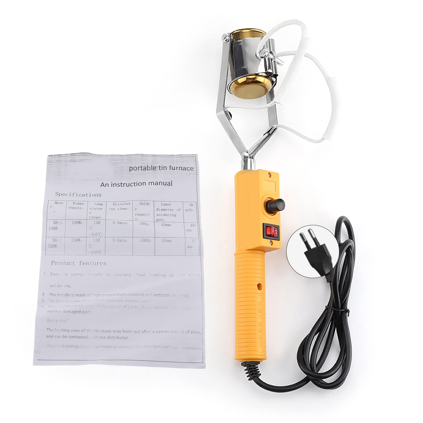 Pot de Soudure Portable, Pot de Soudure en étain de Conception Professionnelle Résistant aux Hautes Températures pour l'usine (280W norme européenne 220V)