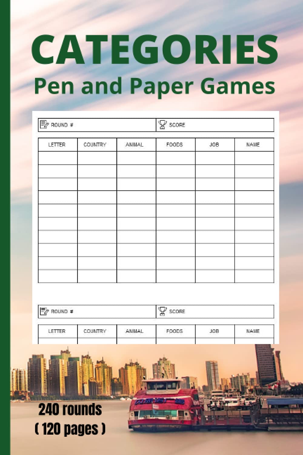 Categories Paper Game: 240 Rounds, Ready Refill Sheets Paper Game for Playing Categories Board Game, Pen and Paper Game for Kids and Adults, Family ... , Animal , Foods , Job & Name, 6*9 inch
