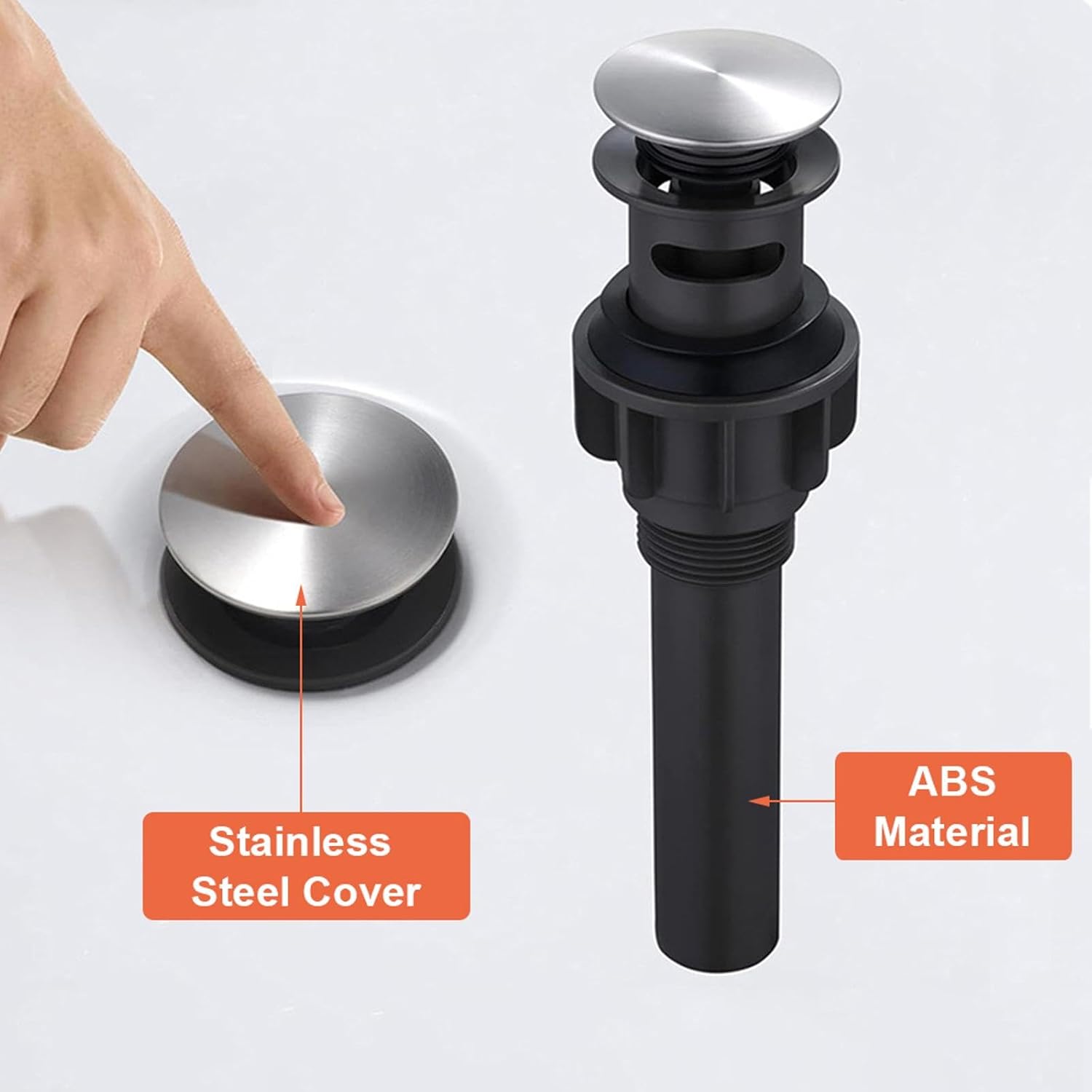 SEIWEI 3 Pcs Stainless Steel Pop Up Bathroom Sink Drain with Strainer Basket Hair Catcher Anti Clog - Bathroom Sink Stopper with Overflow for Faucet (3 Colors)