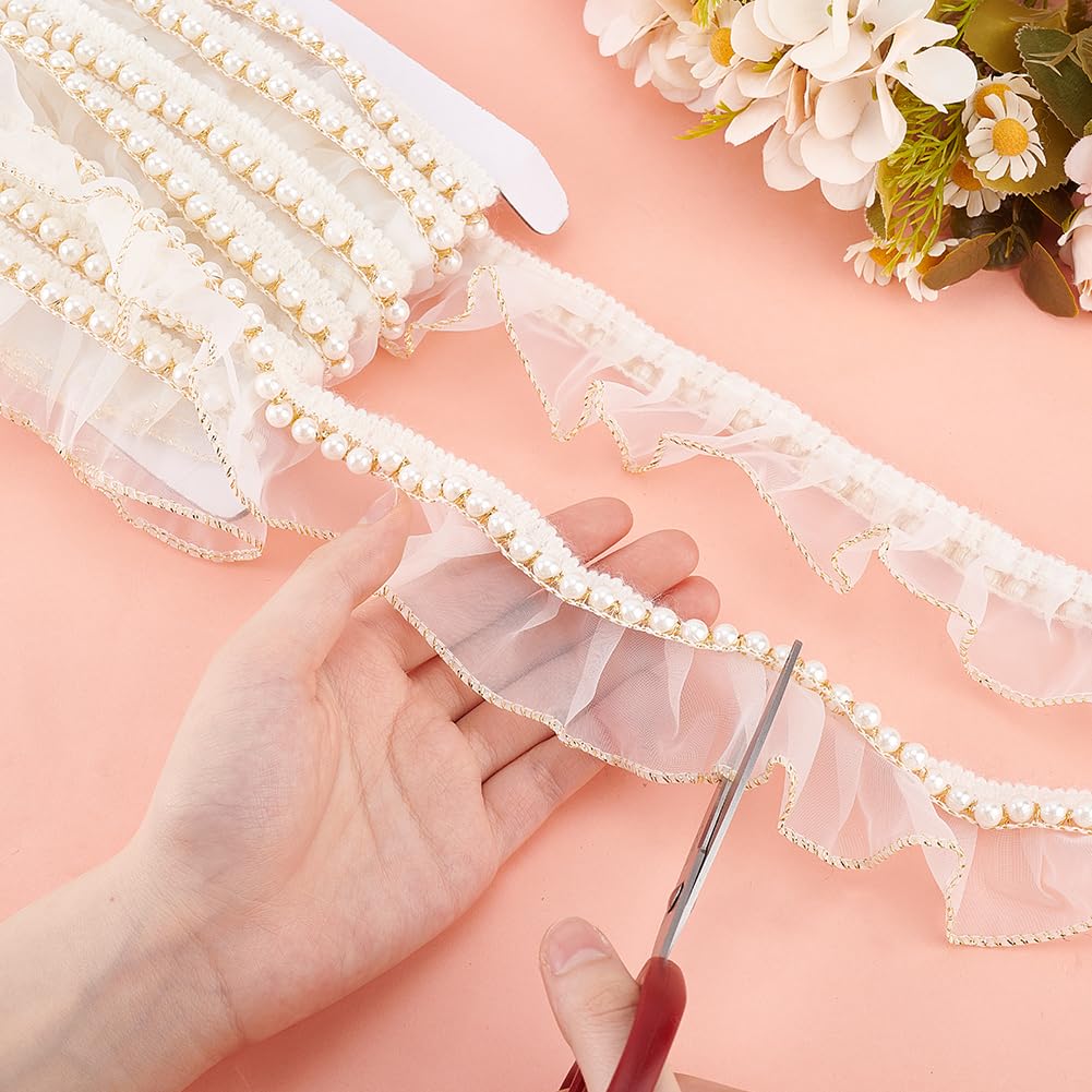 Buy White Pearl Organza Lace Ribbon, Suitable For Applique Sewing Process Wedding Dress Decoration DIY Decoration Online In India - Foto 11