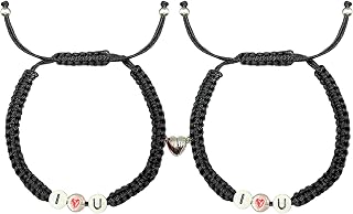 Handmade Luminous Braided Love Infinity Couples Bracelet Heart Matching Attraction Relationship Adjustable Cord Bracelets set for Him and Her Bff Friendship Promise Valentines Gift