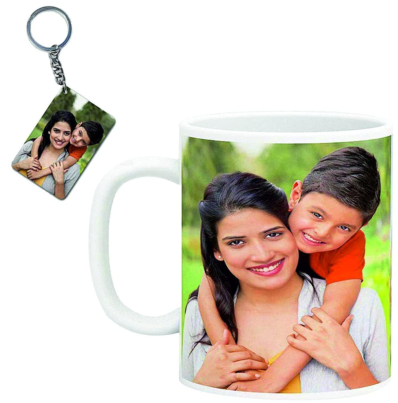 Mug With Photo White Ceramic Cup Customized With Picture, Text, Quotes, Name Gifts For Birthday, Anniversary, Valentine'S Day Free Key Chain, 325 ML