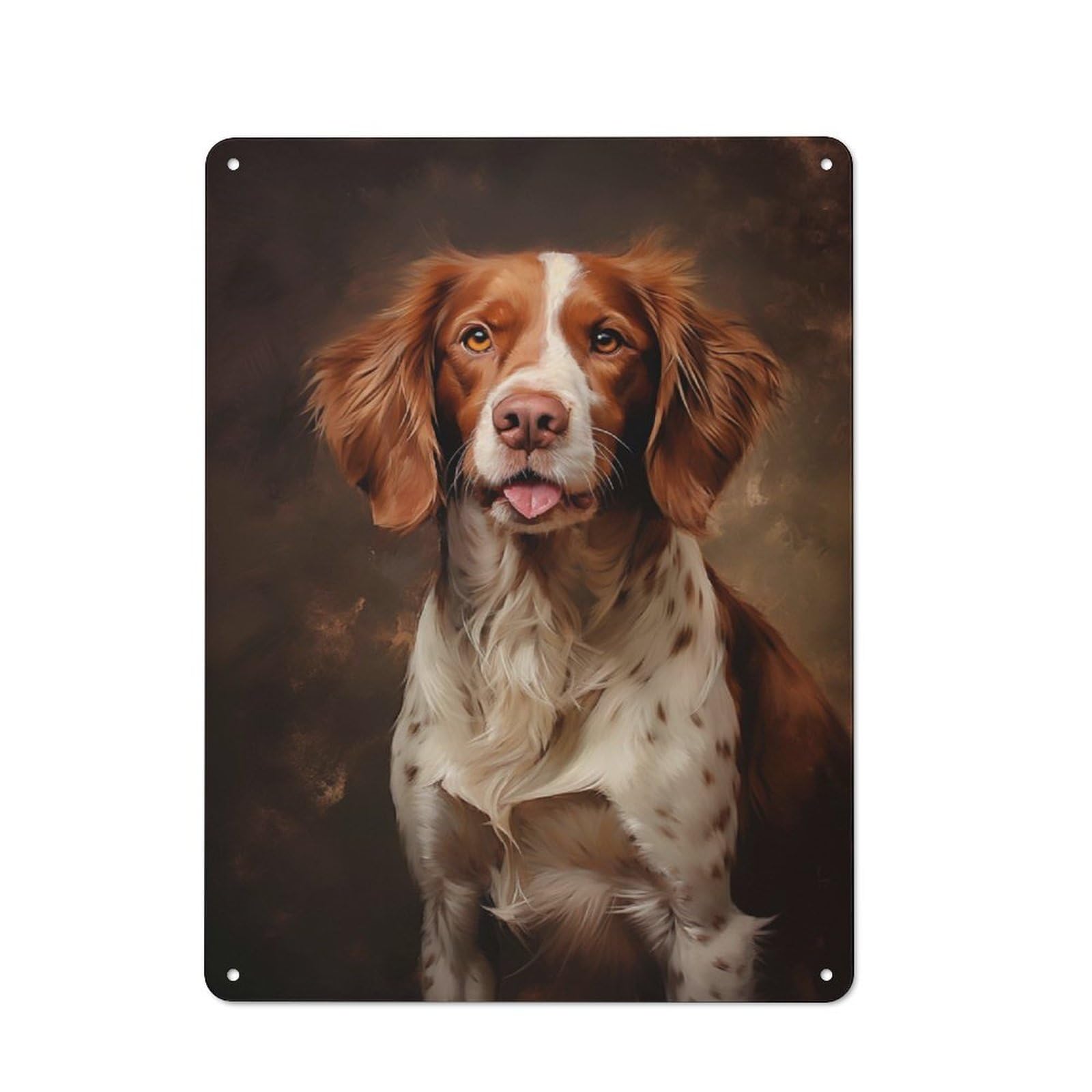 Junmoney Style-4 For Guest Room Or Hallway, Brittany Spaniel Retro Metal Wall Sign 40X30cm, For Vintage Wall Decor Fans, For Metal Sign Collectors