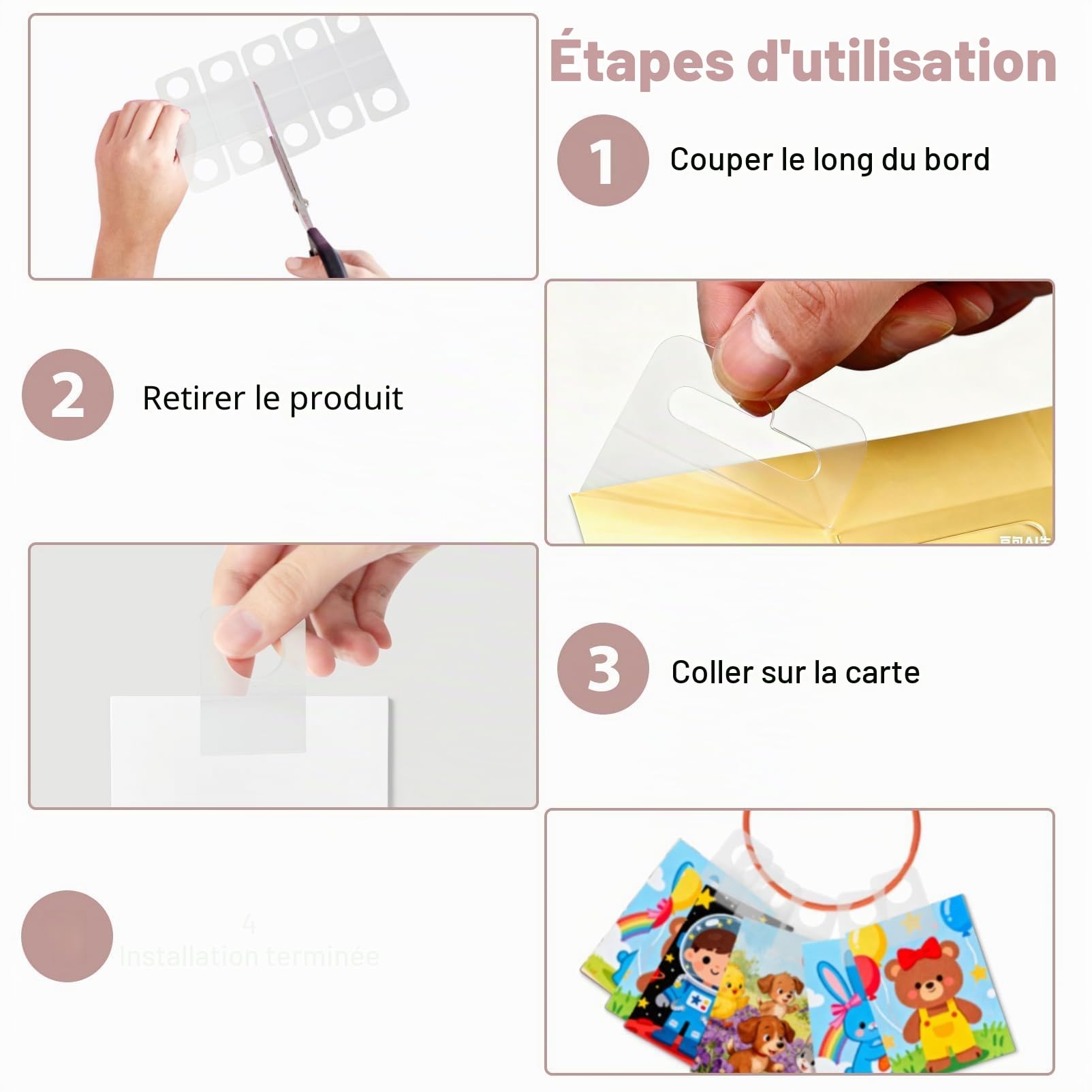 Porte-Cartes avec 100 Languettes Autocollantes et 10 Anneaux Métalliques, Compatible avec Porte-Cartes de Chariot Yoto, Organisateur de Voyage pour Enfants, Compatible avec Accessoires Yoto