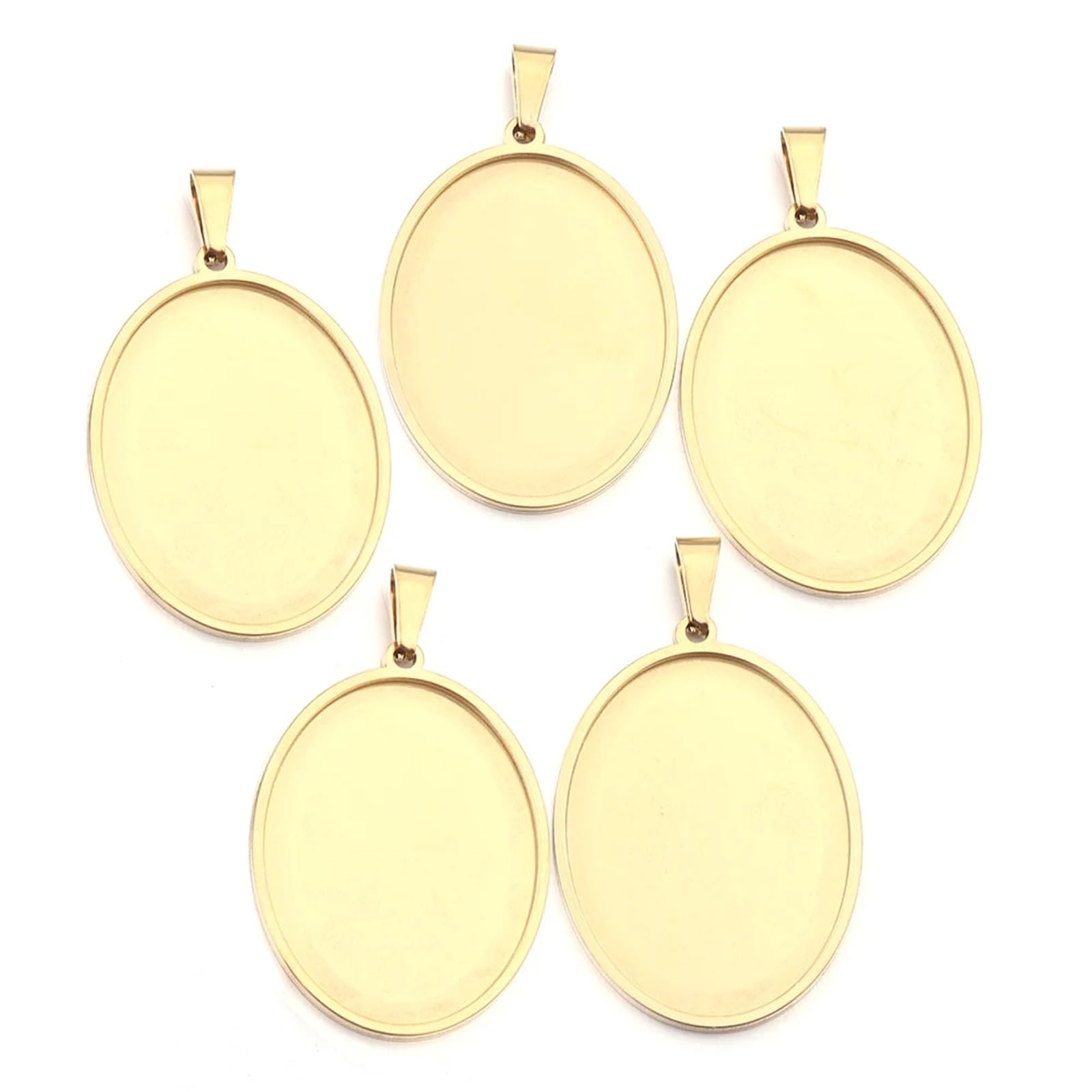 IULGFSC Pendant tray， Oval Stainless Steel Pendant Trays(Gold 30x40mm)