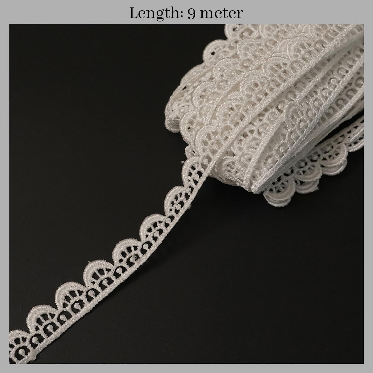 EmbroideryMaterial Kinari White Cotton Trim Laces and Borders Material for Saree Border, Suit, Kurta, Dupatta, Blouse, Gown, Lehenga & Neckline (9 Meters, 1.5 CM Wide) 2