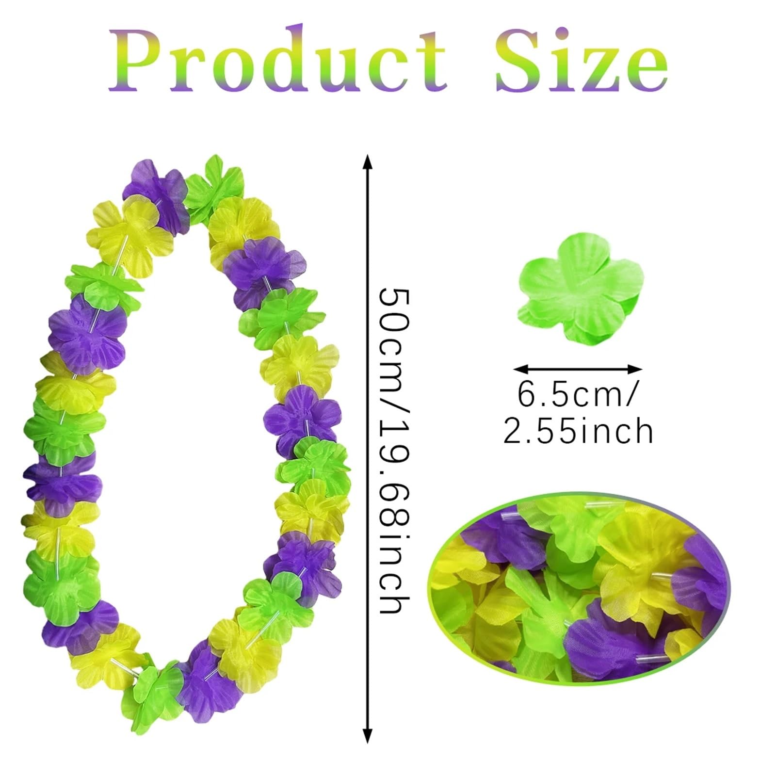 Hawajskie kwiatowe girlandy, Mardi Gras Leis Wielokolorowe tropikalne naszyjniki kwiatowe Girlandy 10/20 szt. Mężczyźni Kobiety Parada(20pcs)