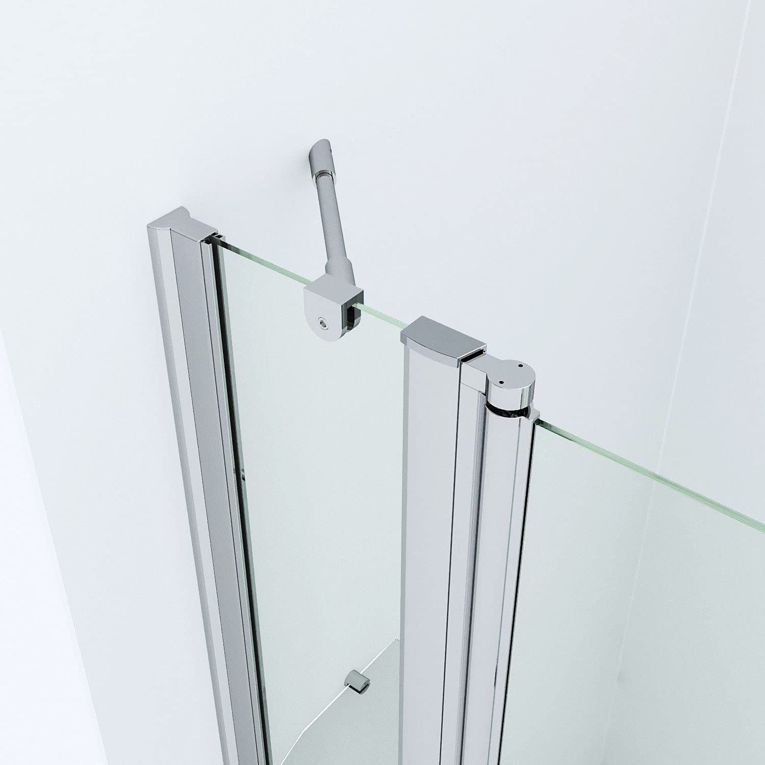 Duschtür Nische faltbar Falttür Nischentür Dusche 95 cm Duschabtrennung Glas Pendeltür Schwingtür Duschkabine mit Duschablage aus 5mm ESG Sicherheitsglas Verstellbereich von 93-96 cm Höhe 187 cm