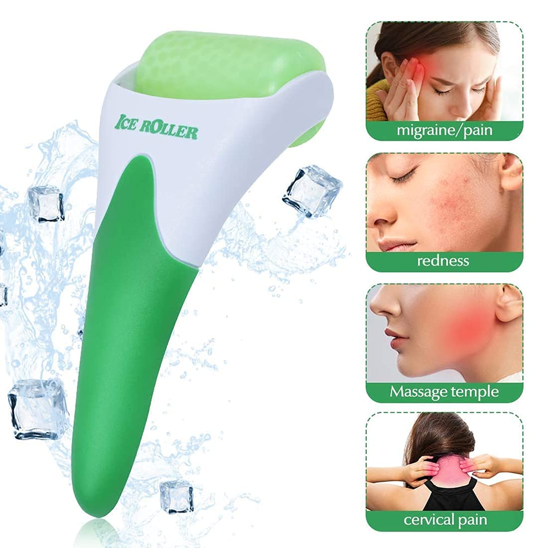 ORILEY Ice Roller Face Massager Facial Skin Care Tool with Cool Gel Beads for Cold Massage Therapy, Reducing Wrinkles & Eye Puffiness (1 Pc, Green) - Image 4 thumbnail