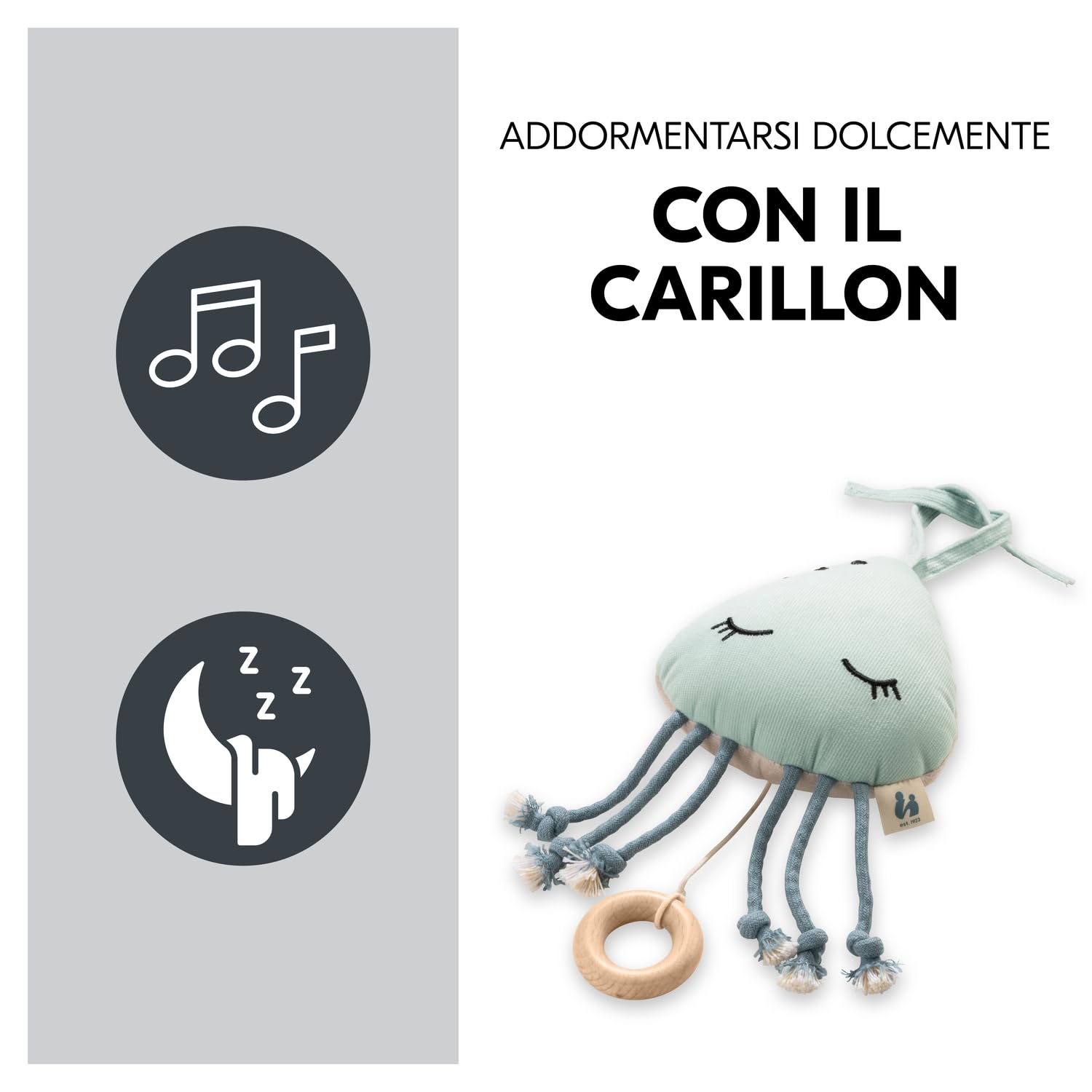 hauck Carillon Neonati Cuddle N Sleep - Giocattolo Sonaglio da Appendere con Meccanismo Musicale - Ninna Nanna Brahms (Durata 2 Min.), Rimovibile - Sonaglio Neonato Senza Batterie - Medusa
