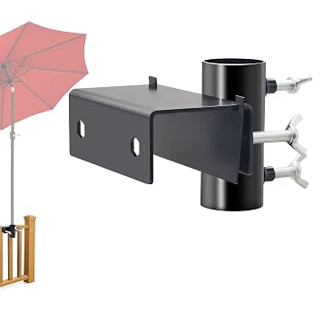 FUFRE Parasol Holder Balcony Railing Universal Parasol Holder Balcony Metal Balcony Holder for Parasols Balcony Umbrella Holder Flexible Mounting for Garden Patio Deck B