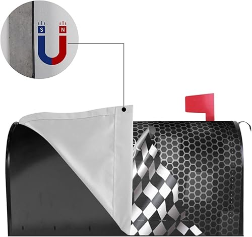 Miniatura 5 de ADFSHIDS Cubierta de buzón de carreras con bandera a cuadros cubierta magnética de tamaño estándar para invierno para todas las estaciones bonita y