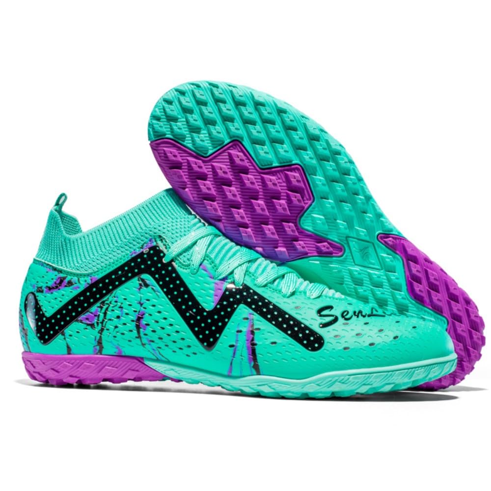 Scarpe da Calcio Unisex TF Interno/Prato Artificiale - Media Alte con Lacci, Maglia Leggera e Traspirante, Tacchetti Antiscivolo
