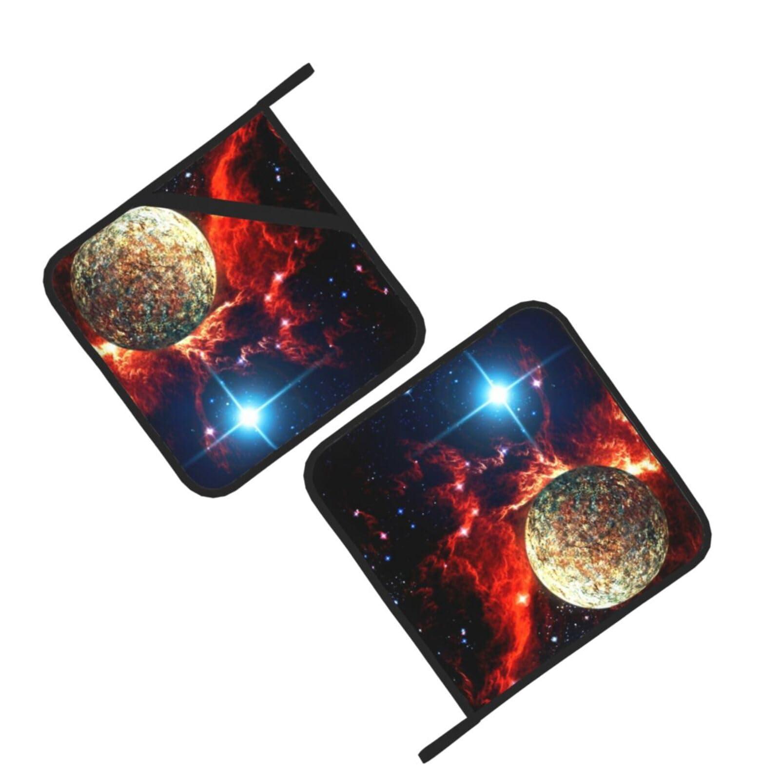 space planets Printed Oven Pot Holders Set of 2 Pcs Heat Resistant Kitchen Microwave Potholders for Cooking Baking Grilling