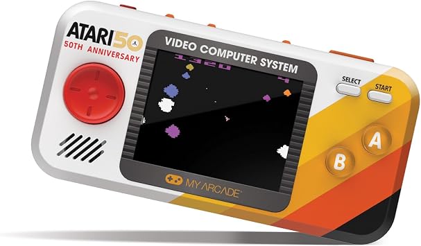 My Arcade Atari Pocket Player Pro: وحدة تحكم ألعاب الفيديو المحمولة المحمولة مع 100 لعبة، وشاشة ملونة مقاس 2.75 بوصة، وتصميم مريح