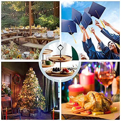 POHOVE 2 Tier Wooden Fruit Tray Stand,Two Tier Tray Wood Farmhouse,Wooden Cake Stand,Wood Tiered Tray Decor Holder,With Metal Handle for Christmas Birthday Wedding Decor(size:L) - Image 6