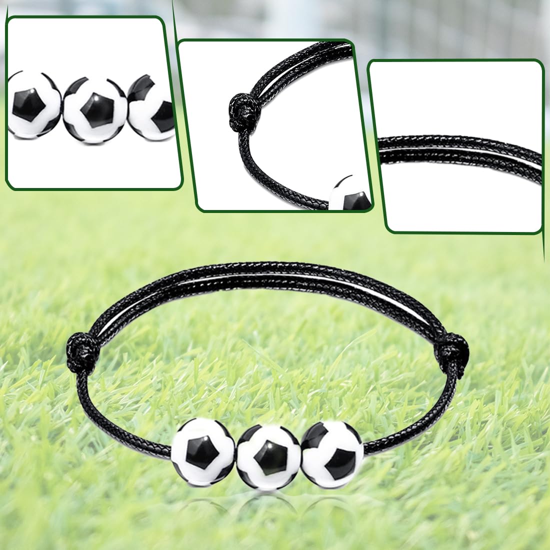 12 Pezzi Bracciale Calcio, Braccialetti Sportivi da Calcio Intrecciati, Bomboniere Sportive, Braccialetti dell'Amicizia Intrecciati Regolabili, per Compleanni Sportivi per Bambini - 4