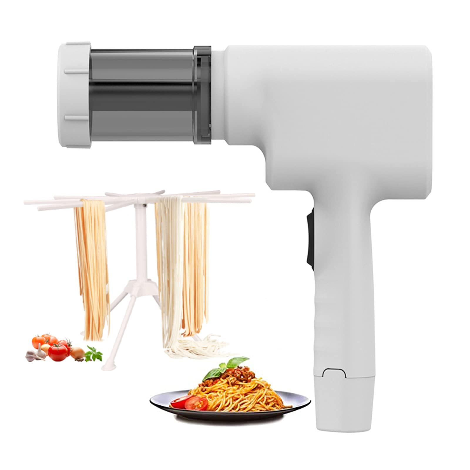Accesorio para Hacer Pasta Fabricante de Fideos eléctrico inalámbrico Operación automática de una tecla Máquina de Fideos de Pasta eléctrica portátil con Estante de Secado de Pasta para COC