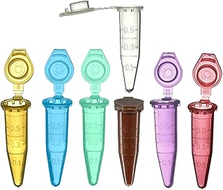 500 PCS Polypropylene Graduated Microcentrifuge Tube with Snap Cap, 0.5ml Capacity Microtubes (Assorted Colors)