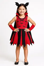 Fantasia Infantil Vampira Drácula Criança Halloween Vestido Roupa