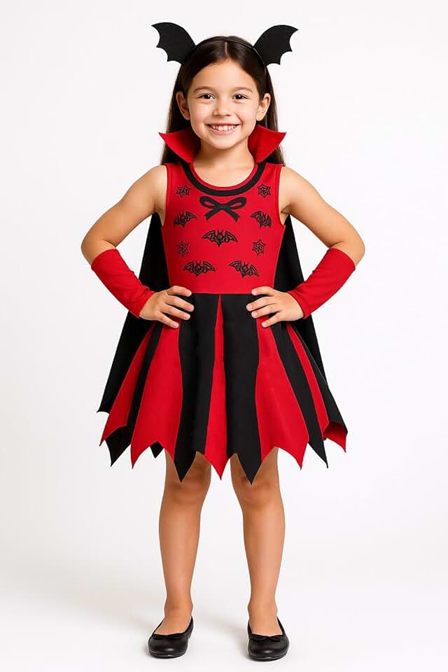 Fantasia Infantil Vampira Drácula Criança Halloween Vestido Roupa