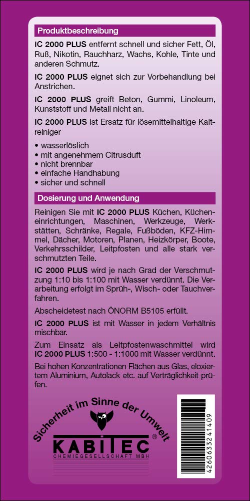 IC 2000 PLUS Sicherheitslösungsmittel mit Duft, Nikotinentferner, Industriereiniger, Universal-Reiniger in Profi-Qualität │ 5 Liter Kanister