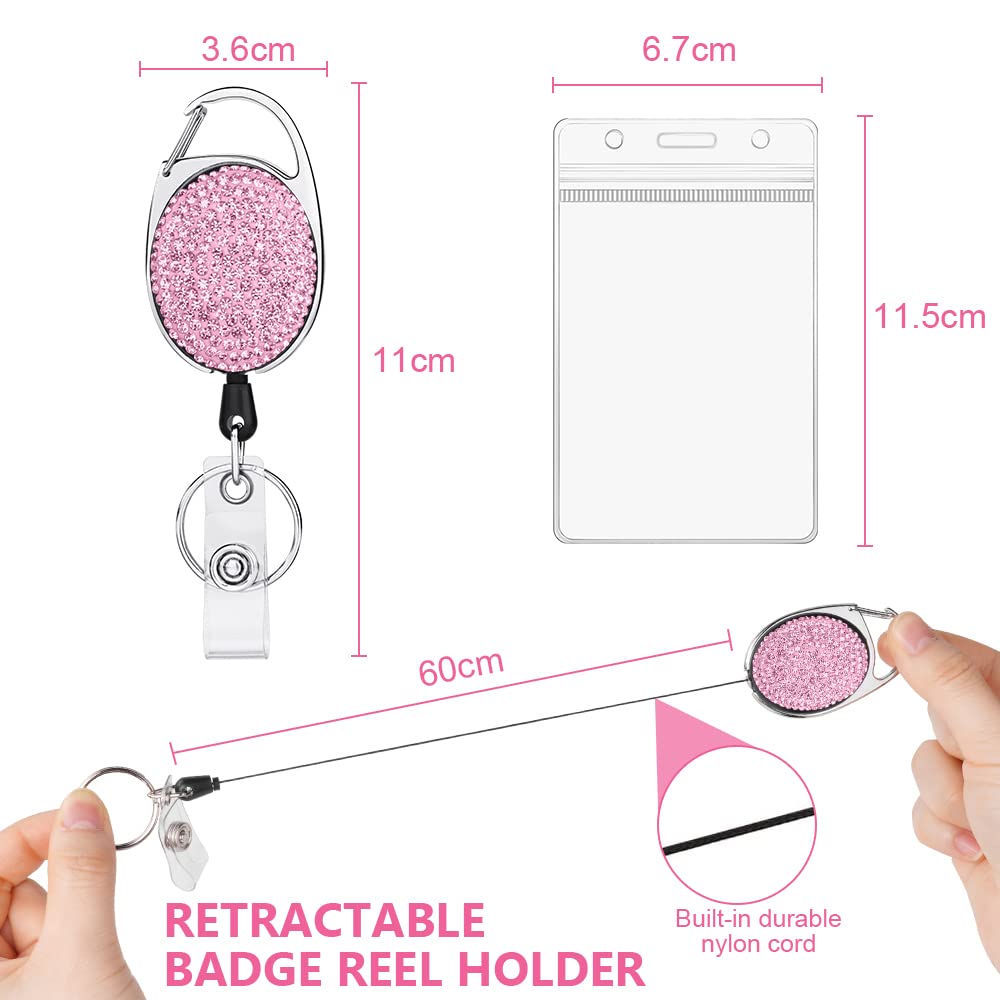 Vicloon Retractable ID Badge Holder, 3pcs ID Name Badge Reels and 3pcs ID Card Holder - Image 2