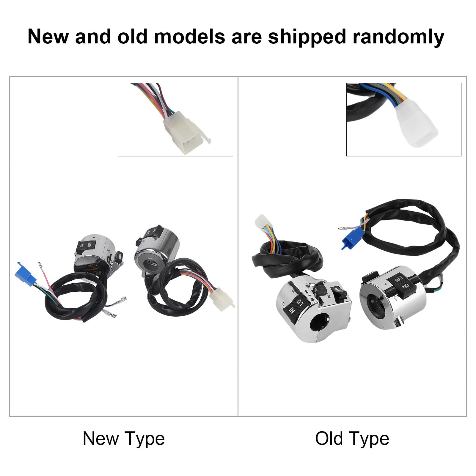 Cryfokt Interruttore Manubrio Moto Cromato Universale Faro Indicatore di Direzione Comando Clacson per Scooter Elettrici, ATV 25 Mm Nero + Argento ABS