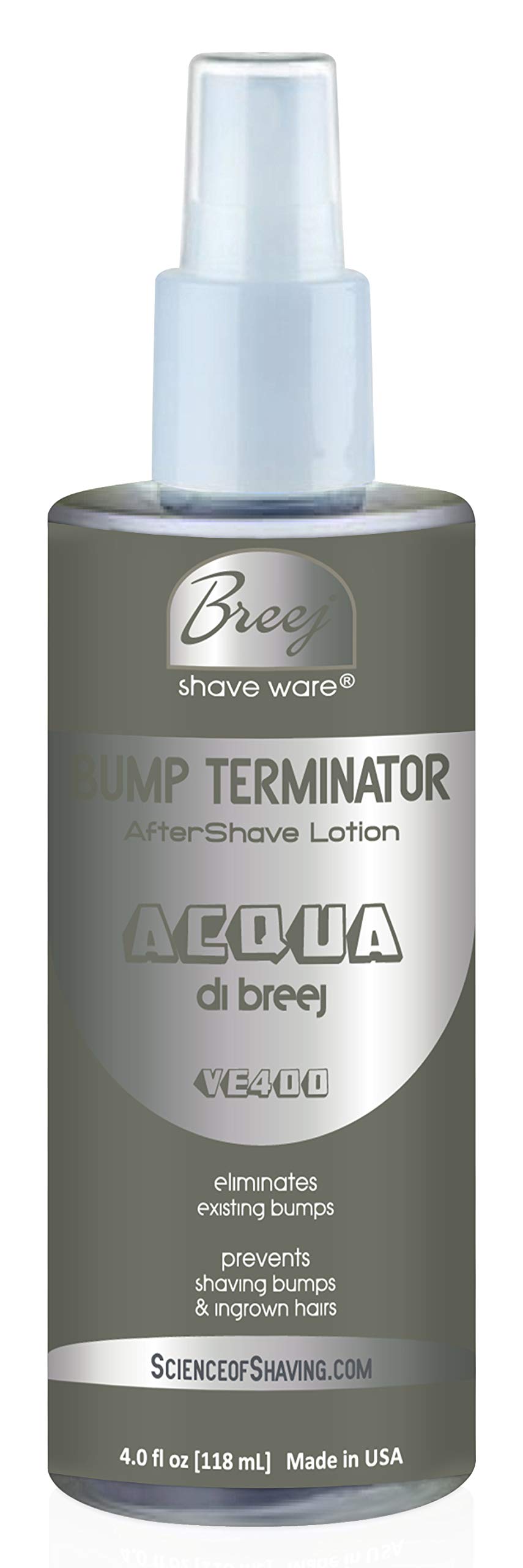 BREEJ Fragranced Anti-Bump, Anti-Ingrown Hairs Aftershave Lotion for Smooth Bump Free Skin, 4 Oz (ACQUA DI BREEJ VE400)