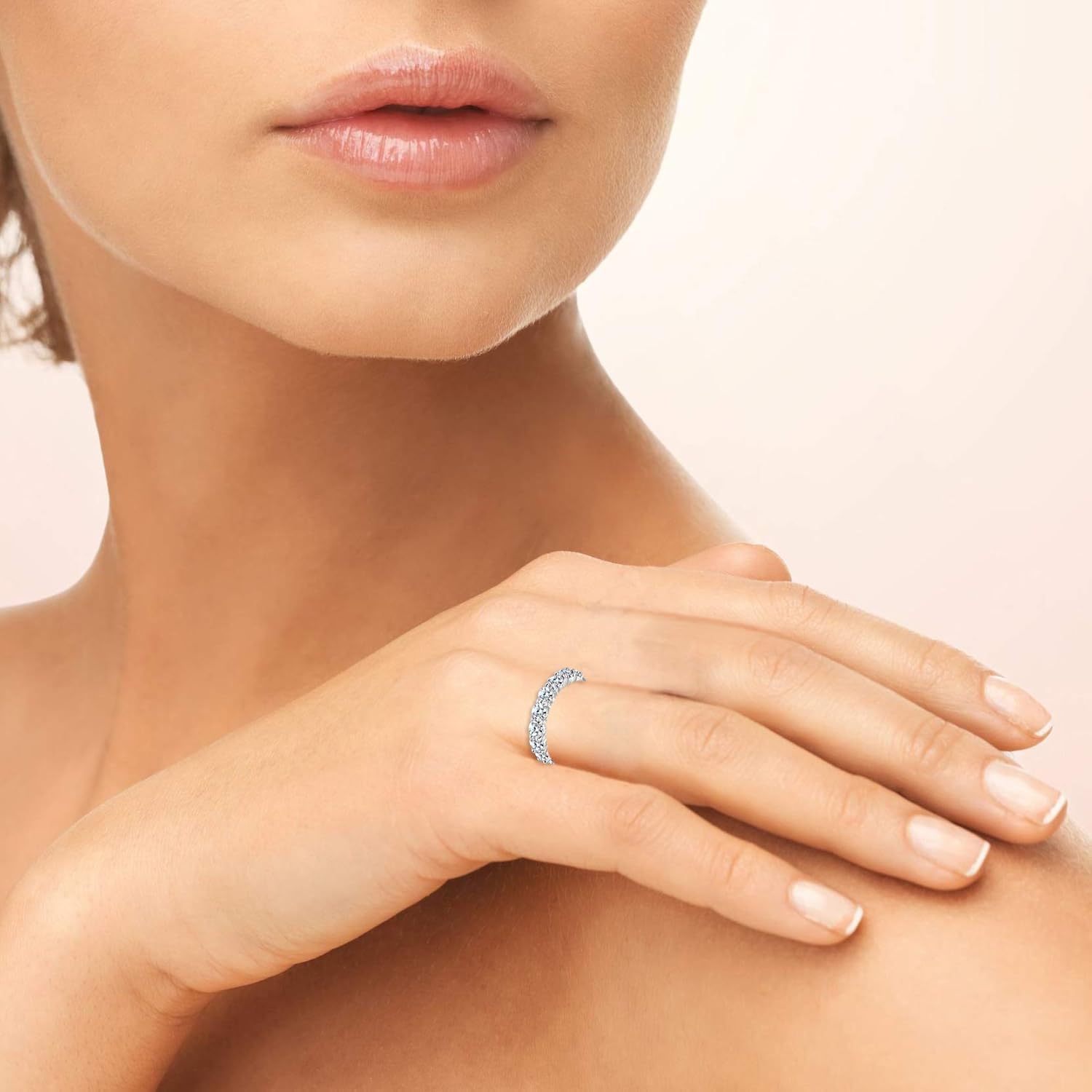 B. BRILLIANT Sterling Silver Cubic Zirconia Round-Cut Eternity Wedding Bands Rings Size 5-10 - Image 3