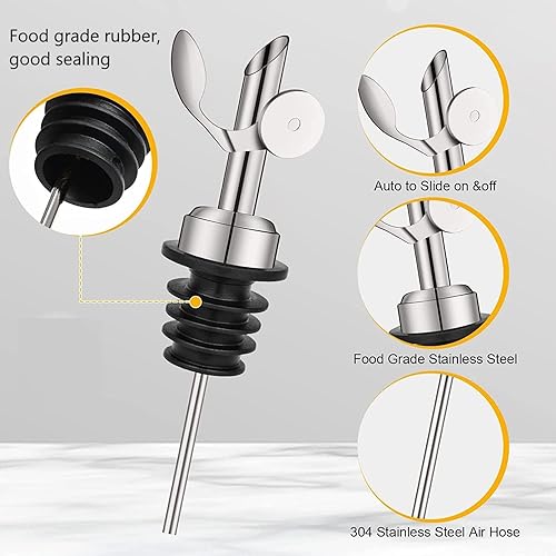 Miniatura 4 de DMOKJER 3 boquillas dispensadoras de aceite de oliva, boquillas de vertido, boquillas de acero inoxidable con peso para verter alcohol, boquilla de