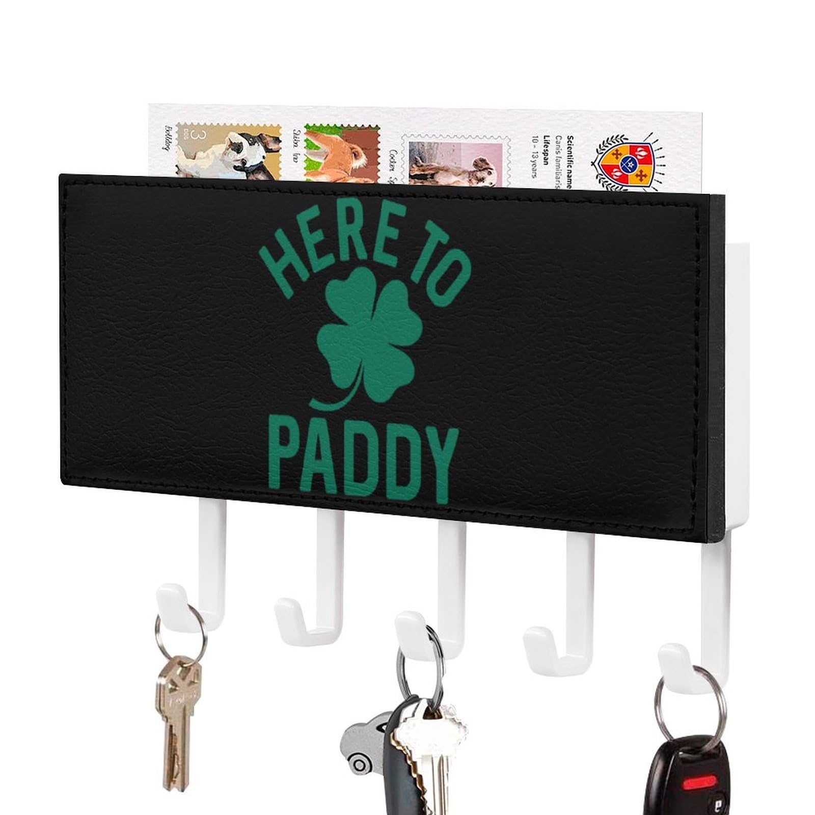 NCLQVJXZKHW Here to Paddys-Shamrock Key Holder with 5 Hooks Key Hooks Wall Mounted Key Racks Key Hanger Organiser Shelf