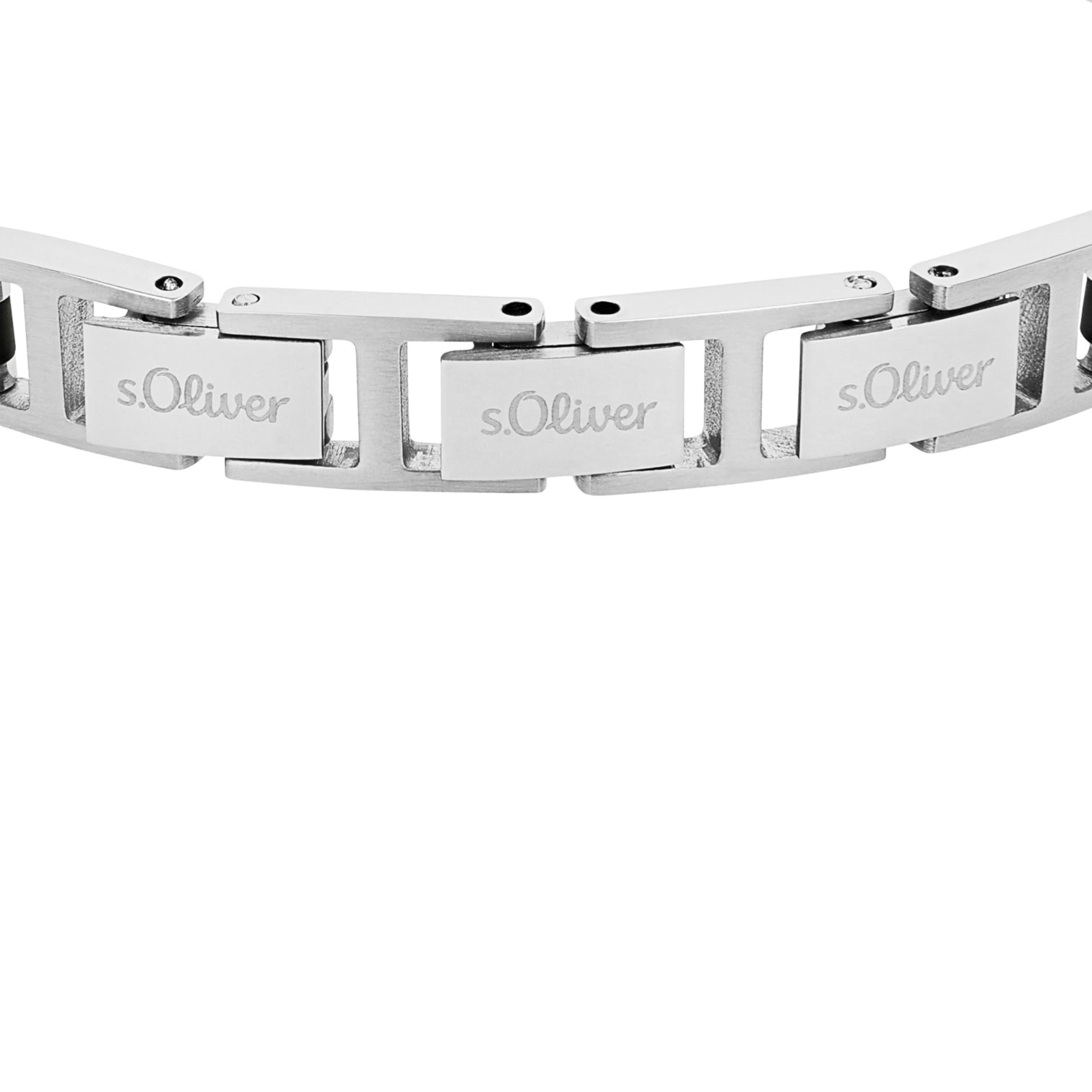 s.Oliver Armband Edelstahl Herren Armschmuck, 18,5+1,5+1,5 cm, Silber, Kommt in Schmuck Geschenk Box, 2035798