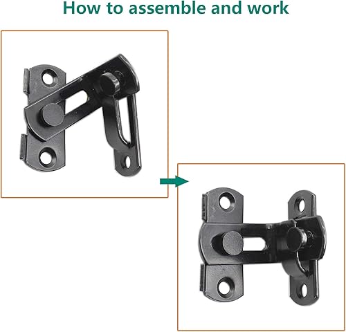 Miniatura 6 de Paquete de 2 cerraduras de puerta de granero de acero inoxidable, cerradura de cerca, cerrojo de seguridad, cerrojo para ventana, puerta, gabinete,