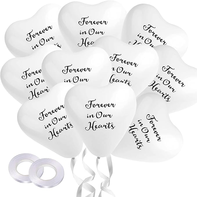 30Pcs Memorial Balloons to Release in Sky Heart Shape