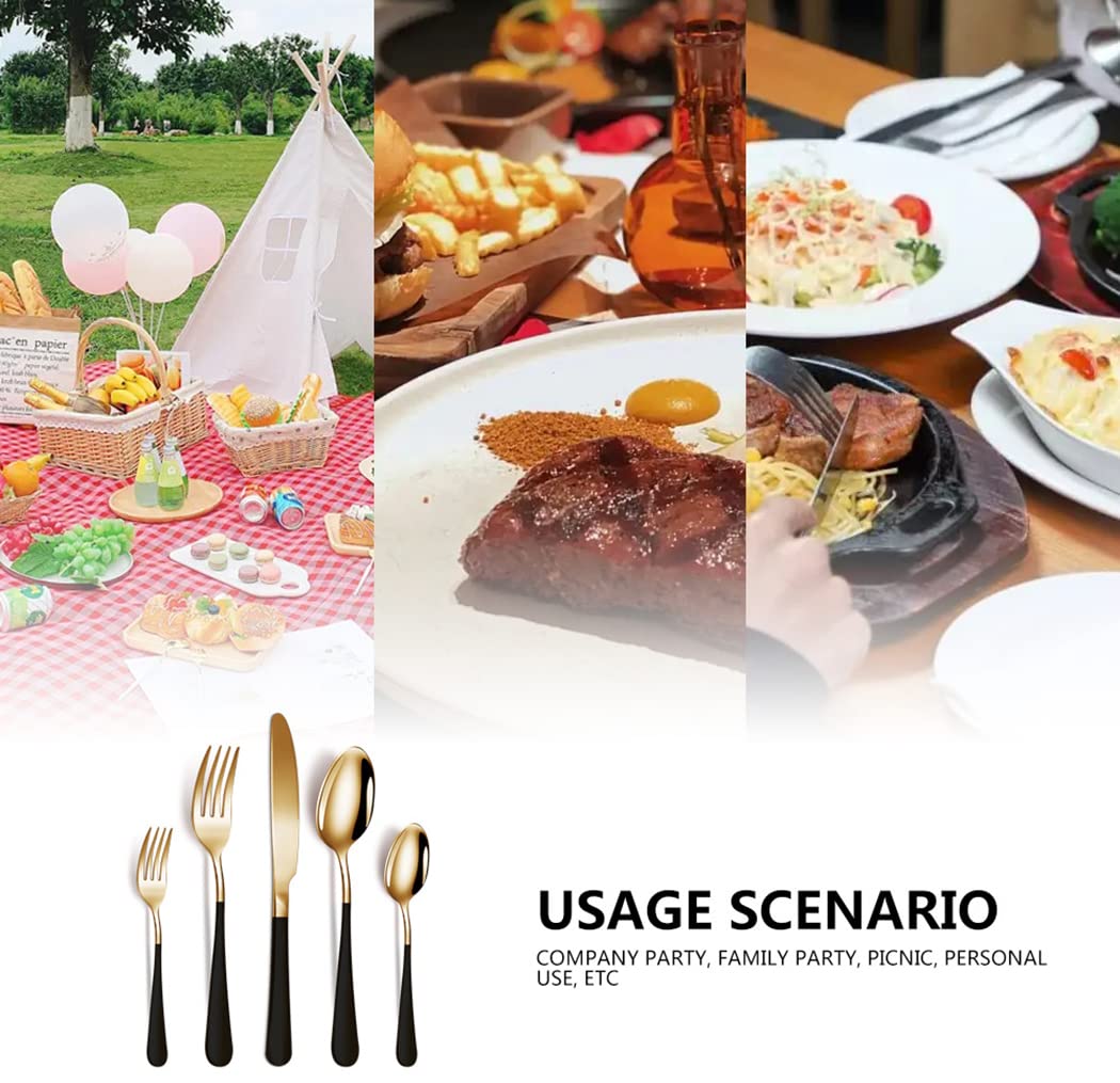 XIAOYU 30-teiliges Besteck-Set für 6 Personen, Edelstahl-Besteck-Set mit mattem Griff, Messer-Gabel-Löffel-Set, für Zuhause, Restaurant, Wohnung, Schwarz