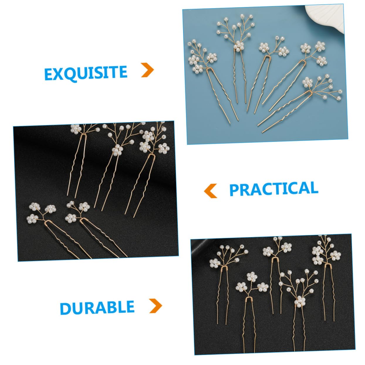 POPETPOP 20stücke Perlen Blumen Haarnadeln Für Hochzeiten Haaraccessoires Für Bräute Und Brautjungfern U-förmige Haarnadeln Mit Strahlendem Für Besondere Anlässe