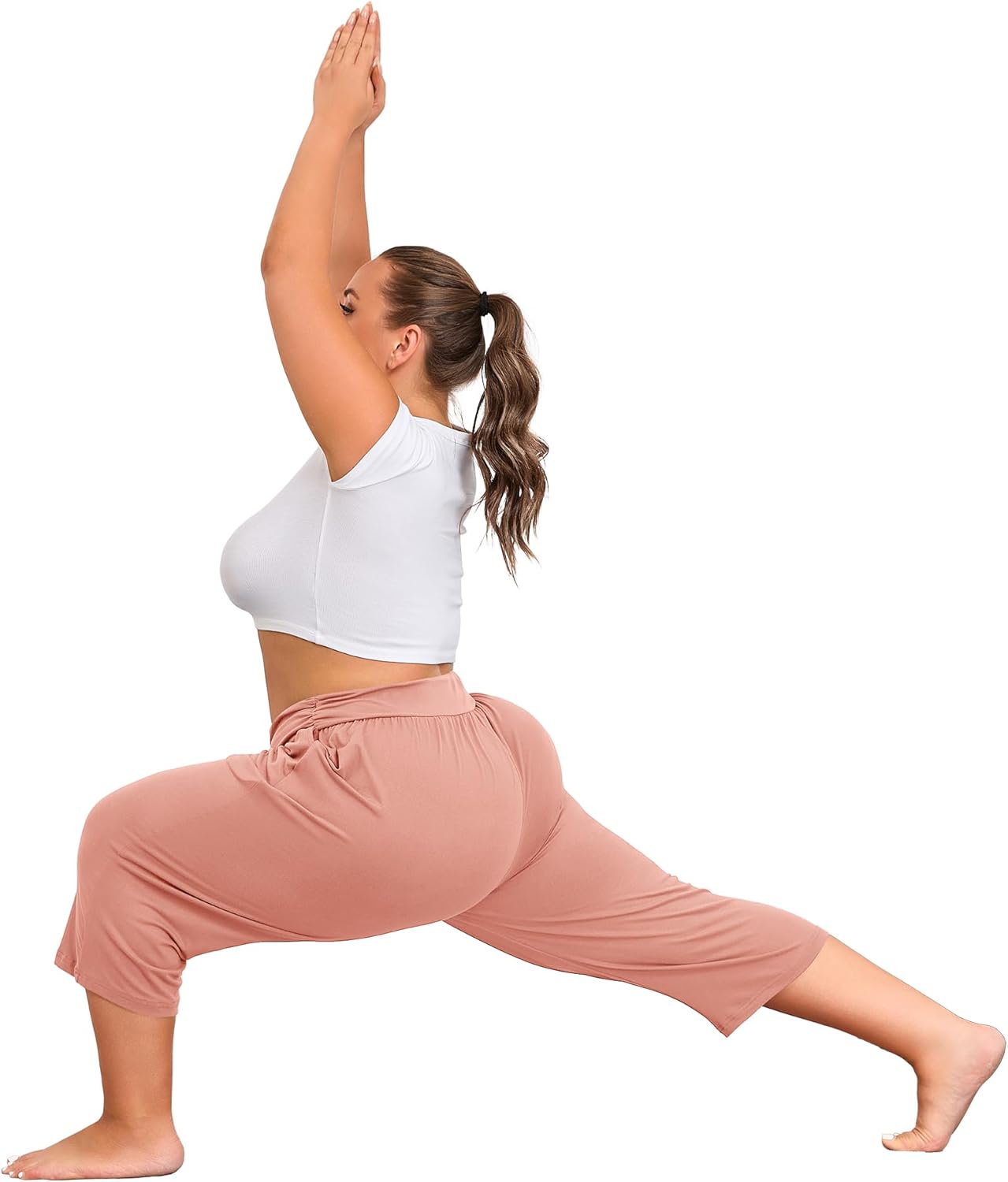 COOTRY Plus Size Capri Pants Summer Loose Yoga Pants Comfy Workout Cropped Pants with Pockets Causal Sweatpants - Image 6