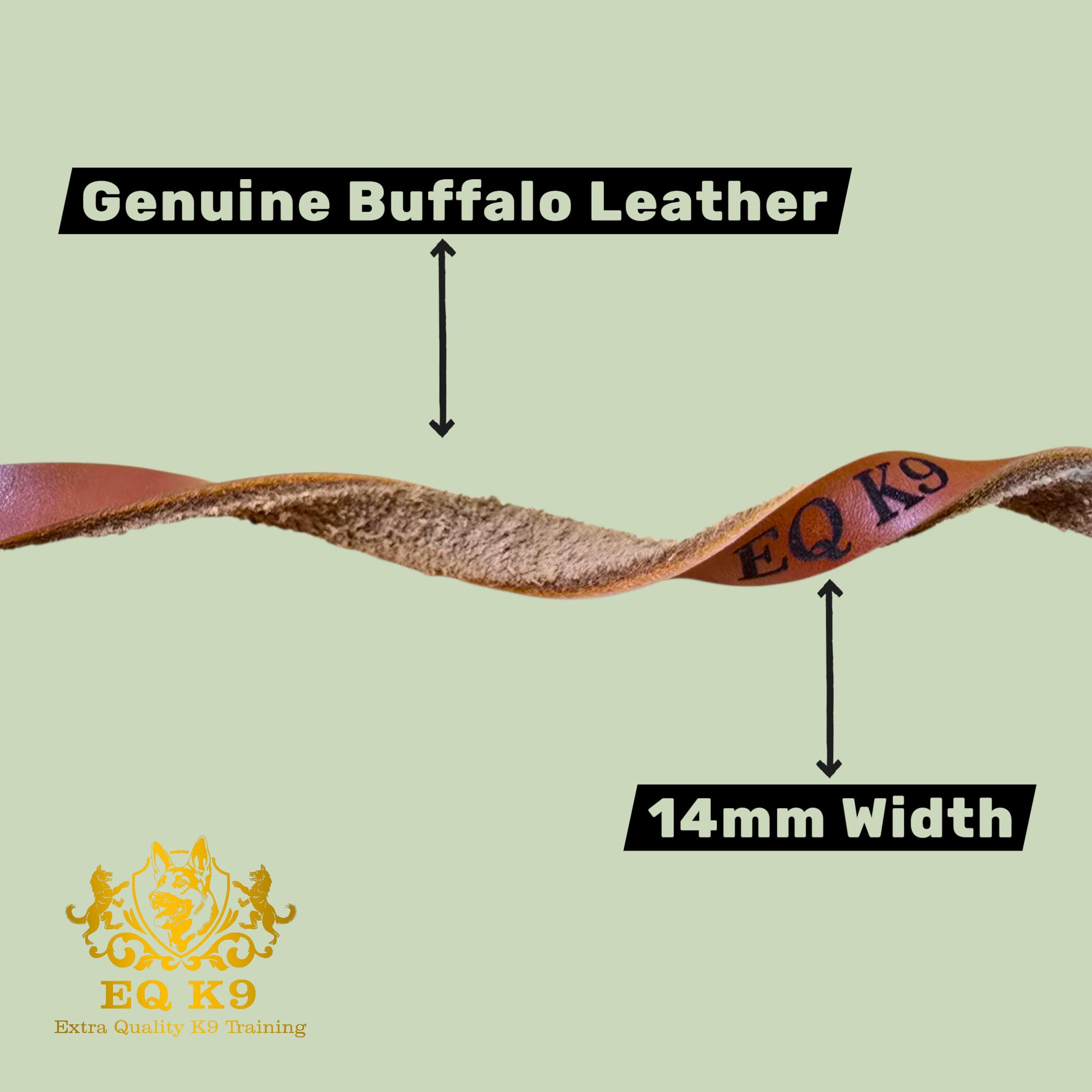 EQ K9 Braided Leather Dog Lead 1.2m, Genuine Buffalo Leather Leash with Strong Clip - Image 3