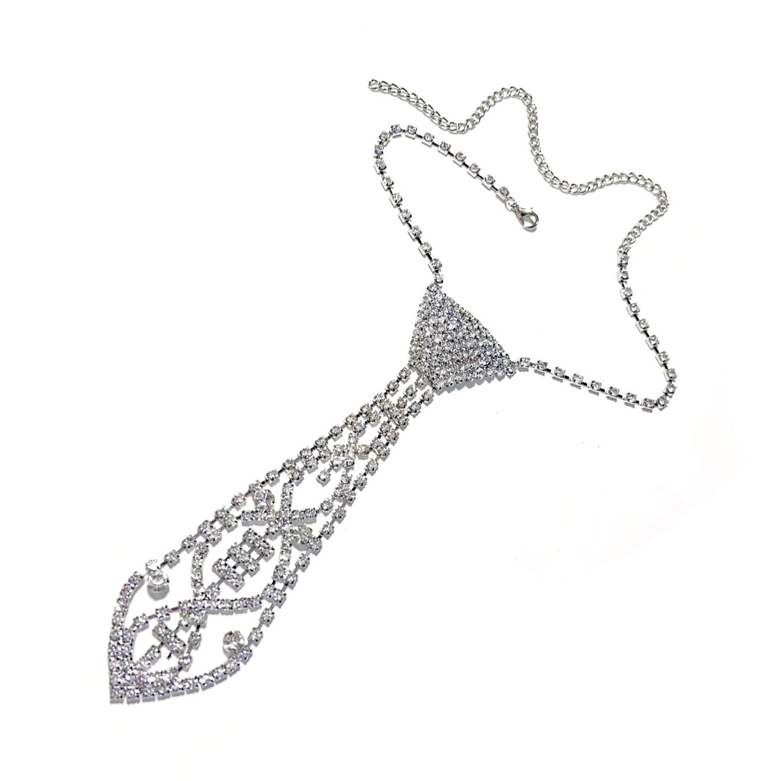 Shimmering Rhinestones Tie Necklace Tie for Weddings Banquets Formal Event and Daily Wear Women Fashion Accessories Sparkling Crystal Necktie for Women
