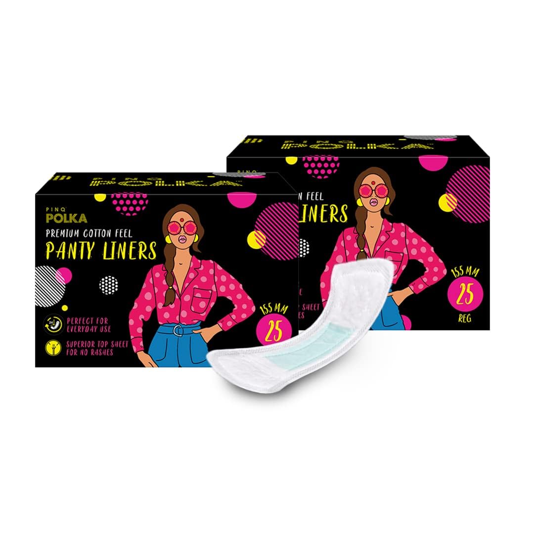 PINQ POLKA Panty Liners for Women Daily Use - 50 Liners|Regular 155MM|Ultra Thin Organic Cotton Soft Feel|Spot & Leakage Free|Spotting & Discharge|Rash & Toxin Free|Keeps You Dry & Fresh All Day Long (B07HQL9BP3) Amazon Price History, Amazon Price Tracker