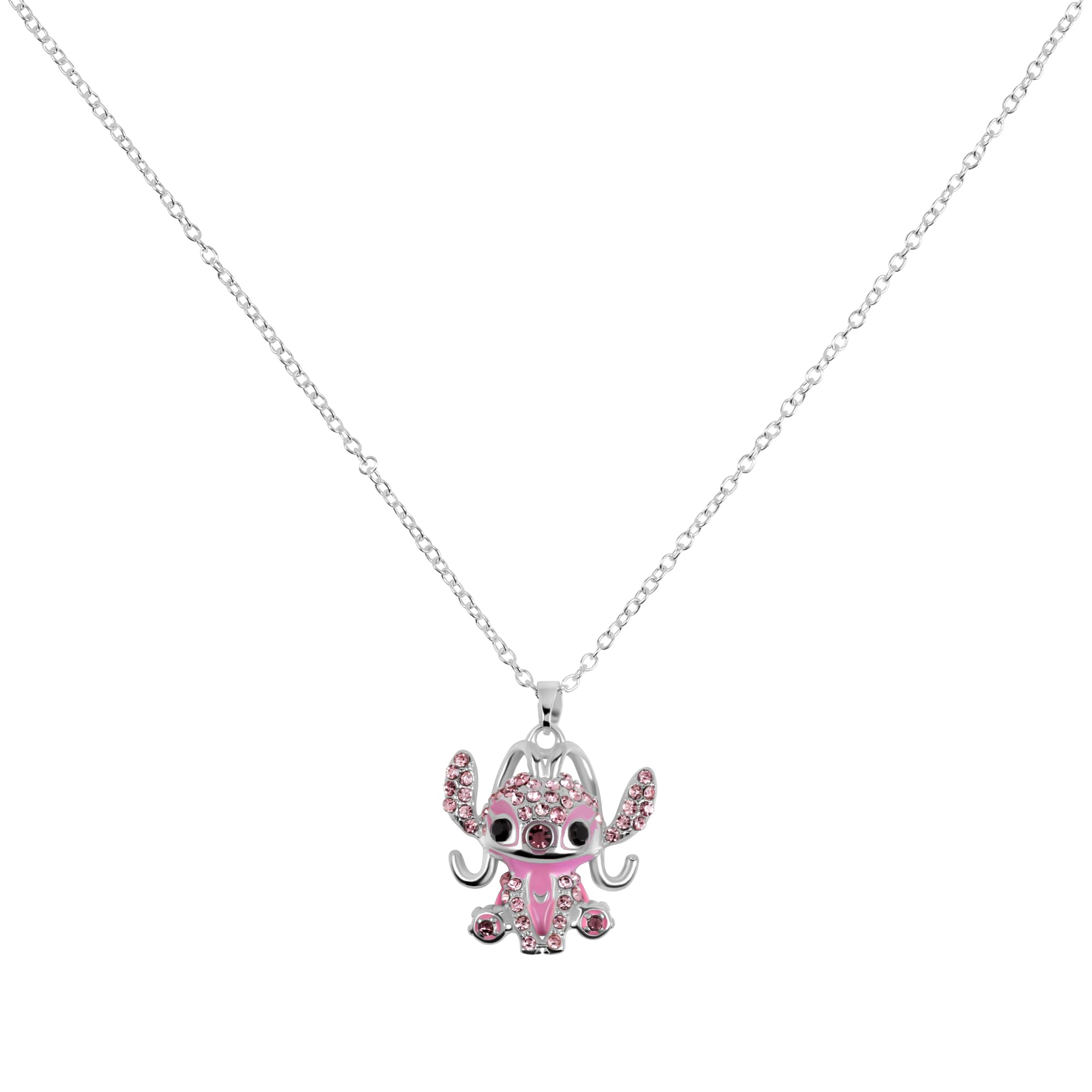 Disney Angel Stone Set Pendant Necklace, Silver