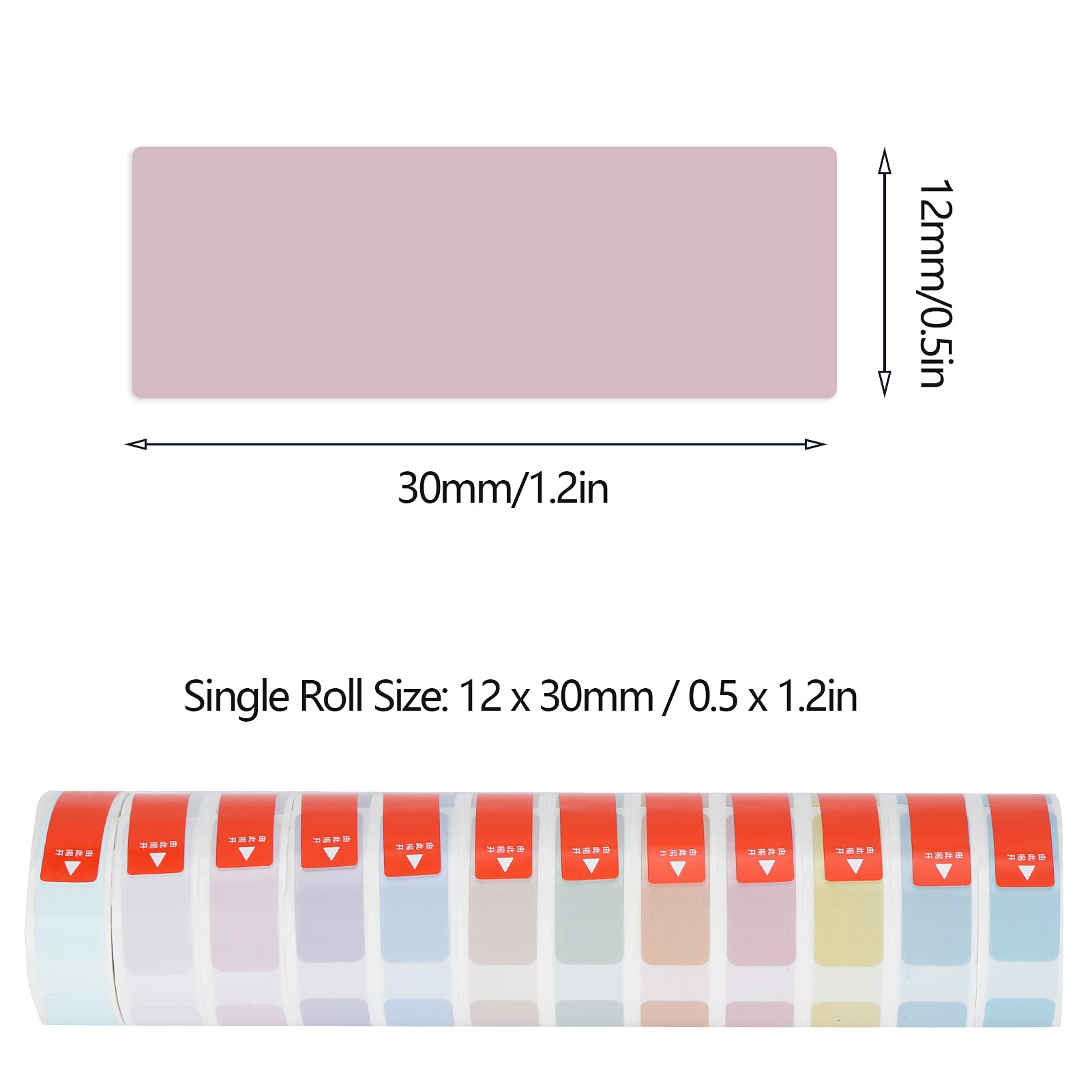 12 sztuk Wodoodporna naklejka termiczna w rolkach Samoprzylepny papier do etykiet PCV do przechowywania w kuchni Odzież Identyfikacja biżuterii 12 x 30 mm 180 arkuszy w rolce (Zestaw wiosenny)