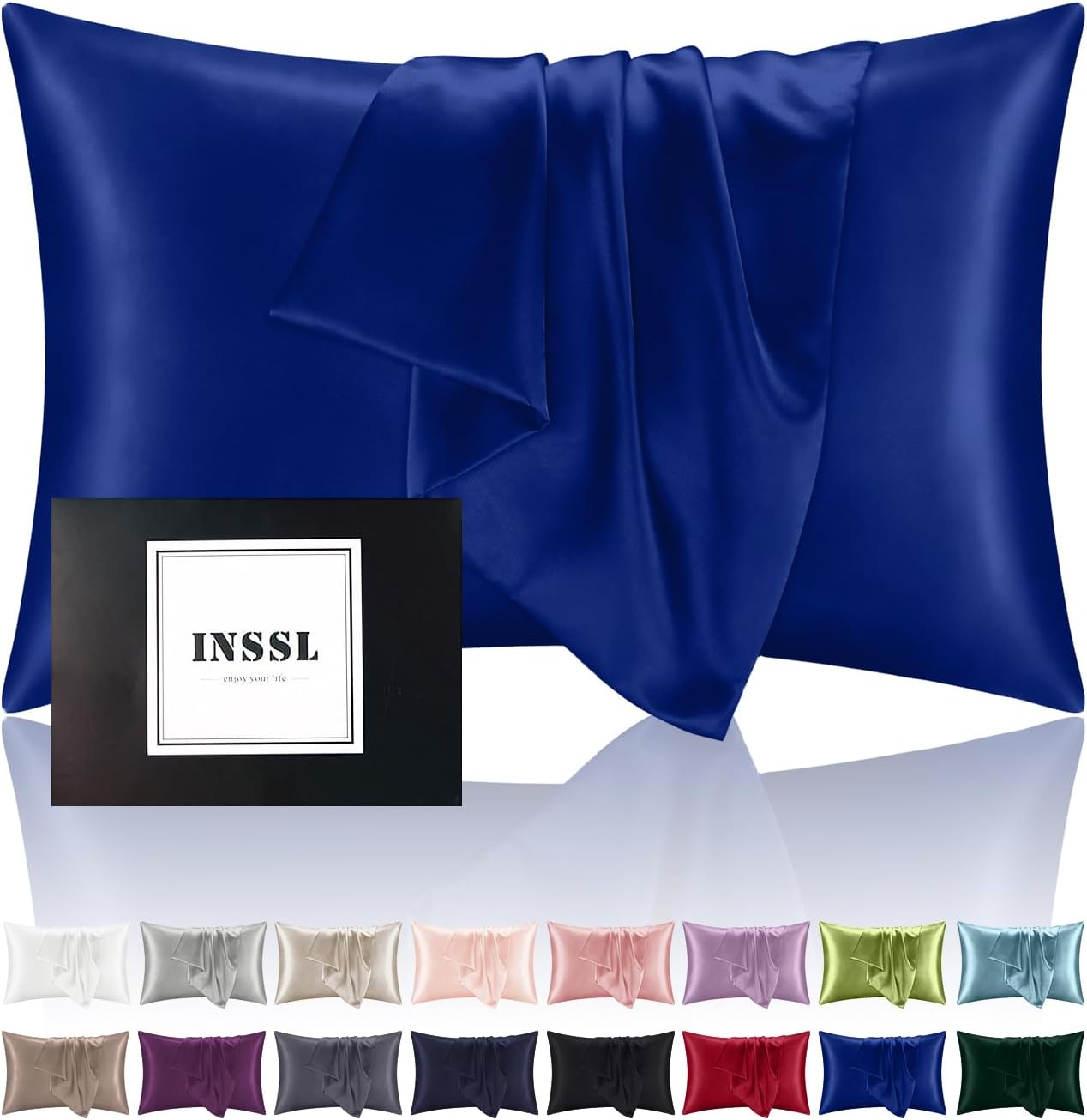 INSSL Silk Pillowcase for Women, Mulberry Silk Pillowcase for Hair and Skin and Stay Comfortable and Breathable During Sleep. (Purple, 20"×36")