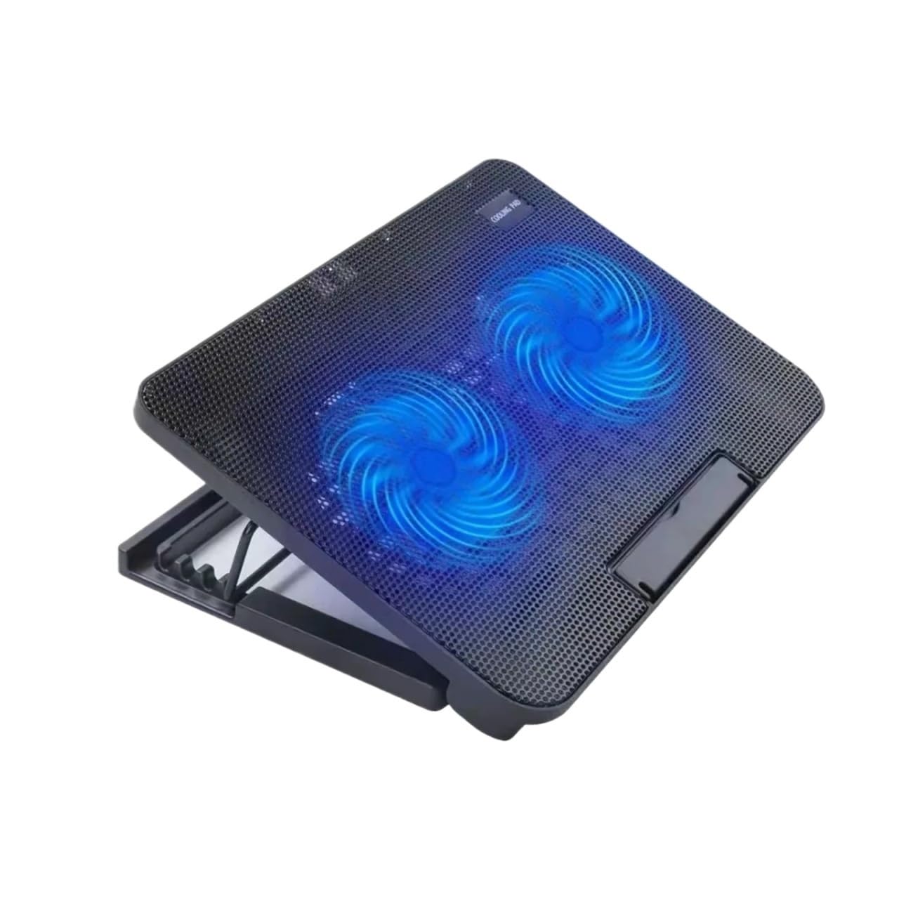 Tappetino di raffreddamento for laptop regolabile portatile Porta USB Luce a LED Ventola di raffreddamento for laptop Ventola di raffreddamento for notebook in rete metallica(Double fan)