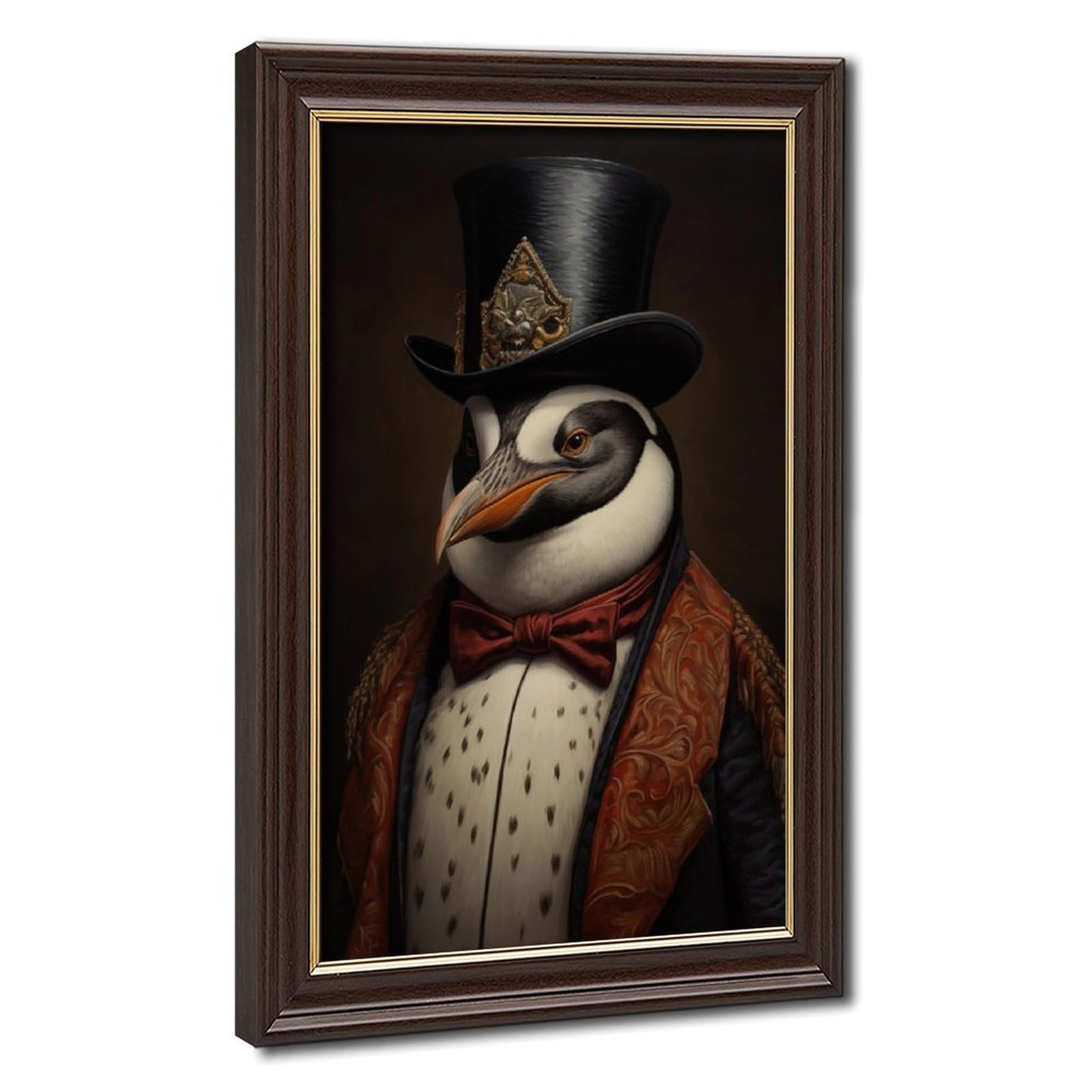 Pyberon Mokume Gane Frame-Style The Penguin In Clothes Canvas Poster For Office Decor Gift