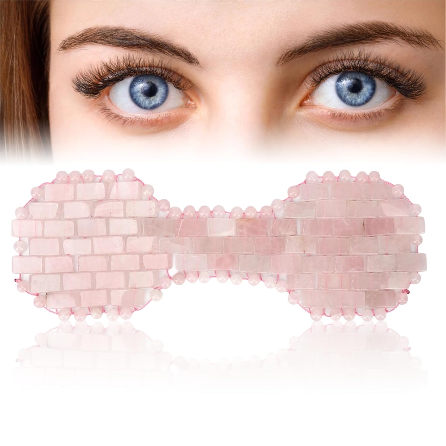 Jade Eye Mask, Jadestone Eye Padfor Hot and Cold Anti Aging Treament, Reusable Massage Jade Stone Sleep Eye Pad for Relaxation,