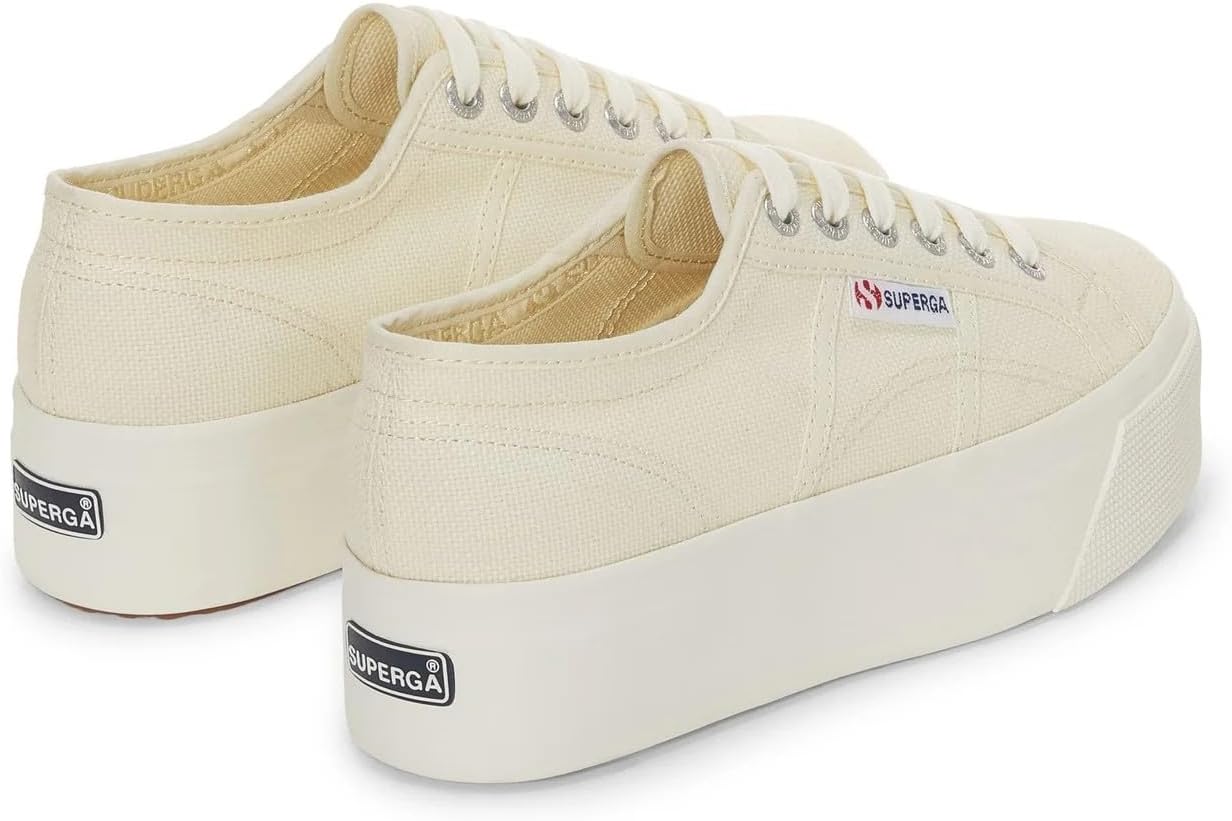 Superga 2790 Platform Sneakers for Men and Women - Iconic Italian Men’s and Women’s Tennis Shoes with Breathable Canvas Upper, Non Slip Rubber Sole, Beige Natural Avorio - 4.5 Men/6 Women