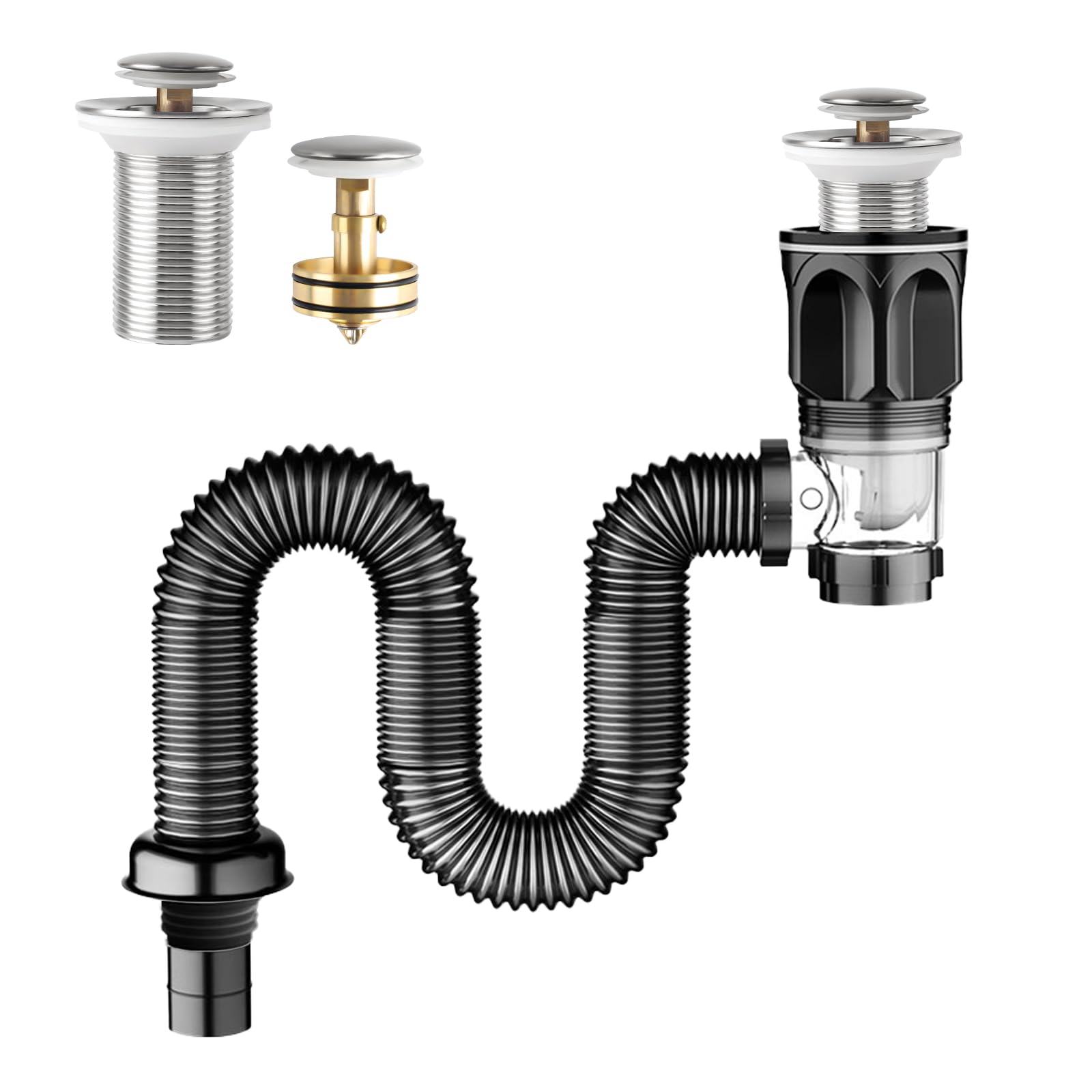 Kit Scarico Lavandino GUOYOU | Sifone Estensibile 300-1000mm, Con Filtro Pop-Up - Foto 10